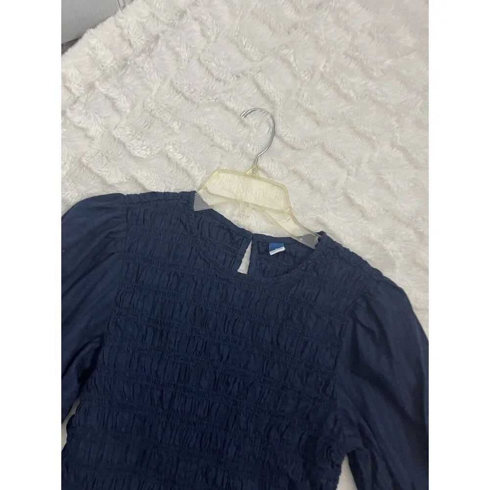Old Navy Women’s Navy Blue Short Puff Sleeve Smocked Peplum Blouse Top Size M